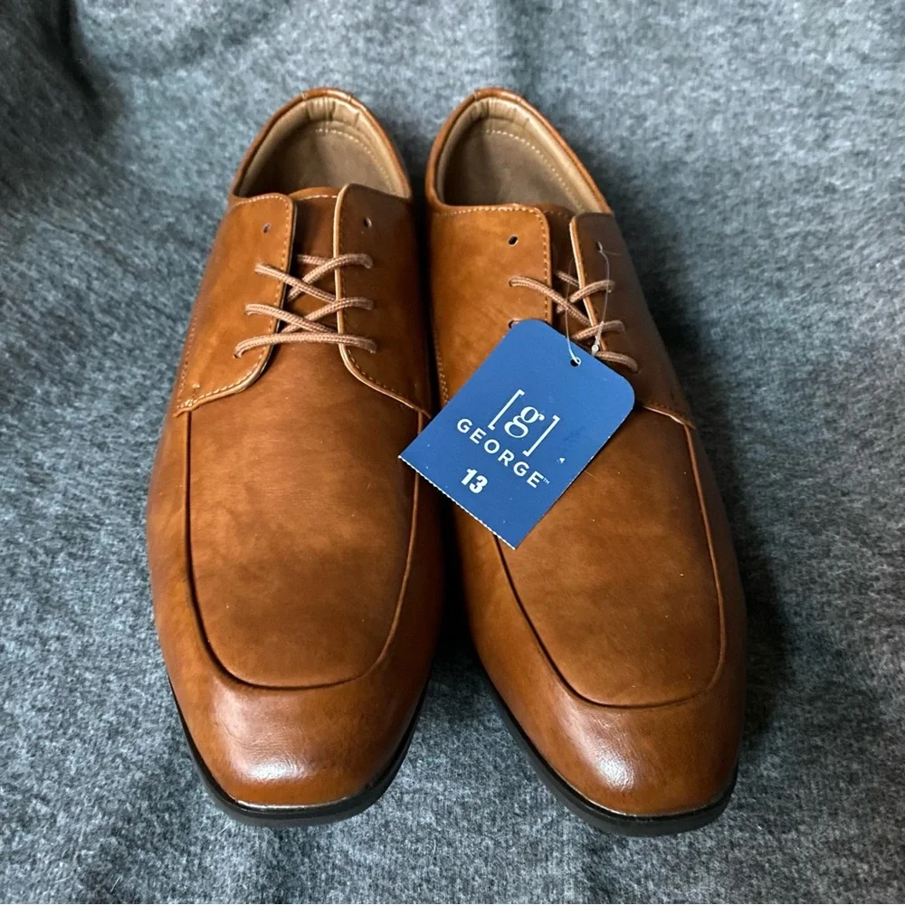 George Shoes Mens Size 13 Oxford Lace-Up Design Brown‎ Dress Shoes New